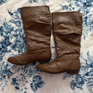 Brown Leather Knee-High Boots